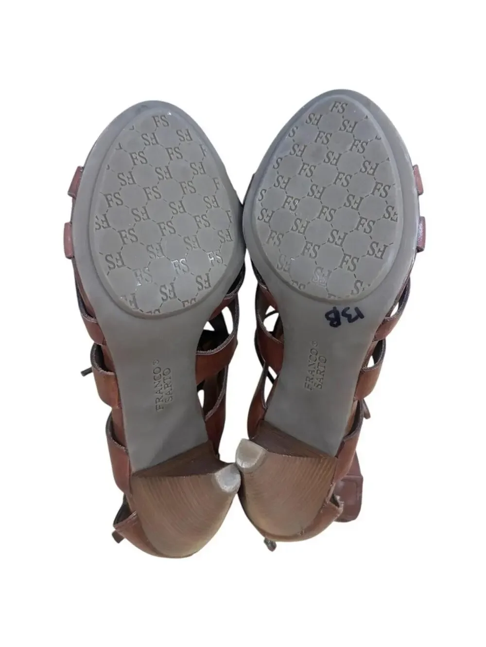 Franco Sarto Lace Up Gladiator Heels Brown Leather